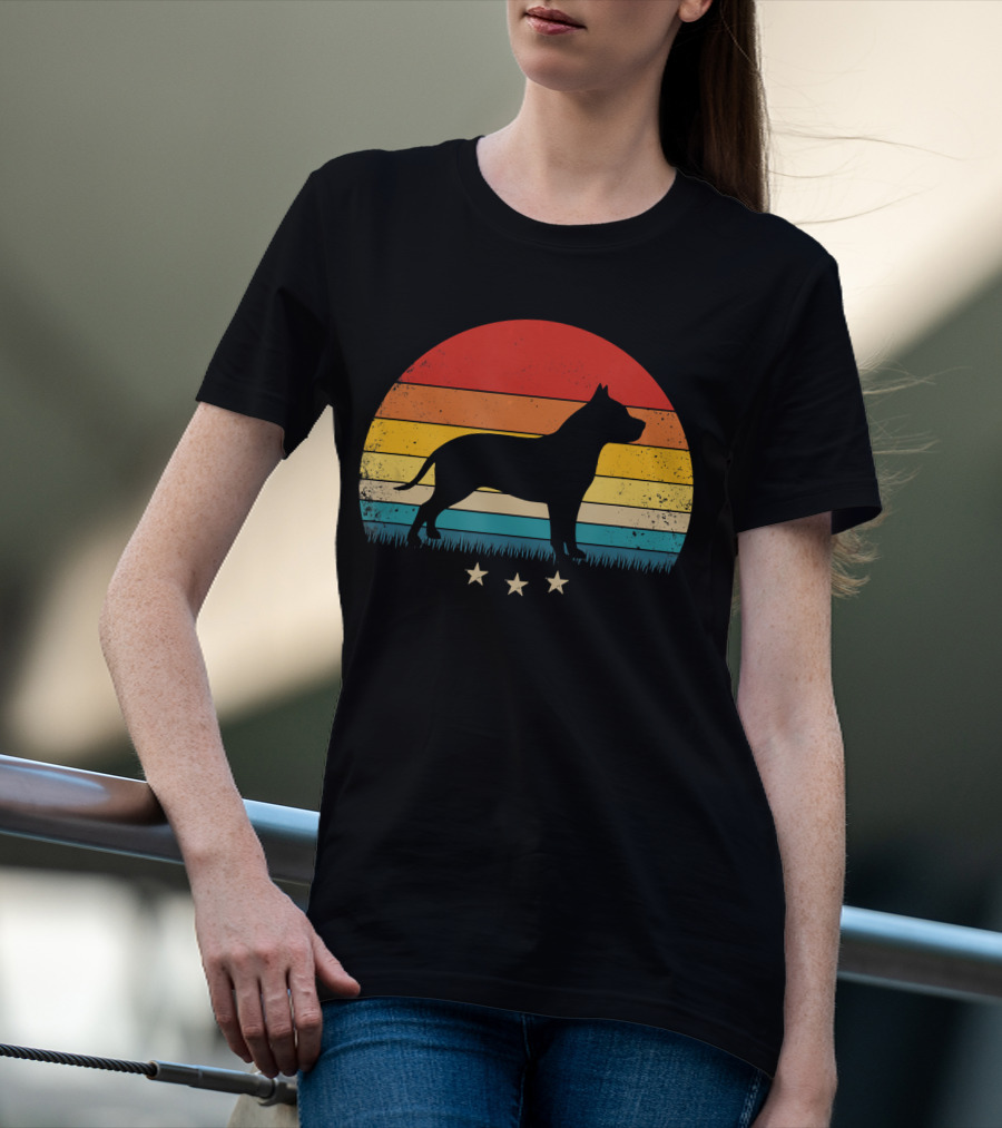 Vintage Pitbull Sunset With Stars T-Shirt