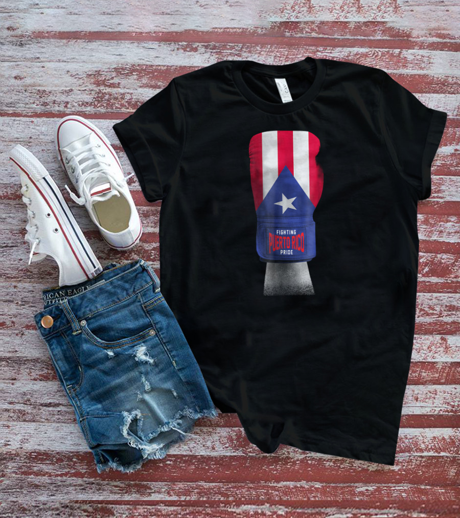 Fighting Puerto Rico Pride Vintage Flag Boxing Gloves T-Shirt