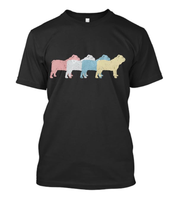 Vintage English Bulldog Multicolor Silhouette T-Shirt