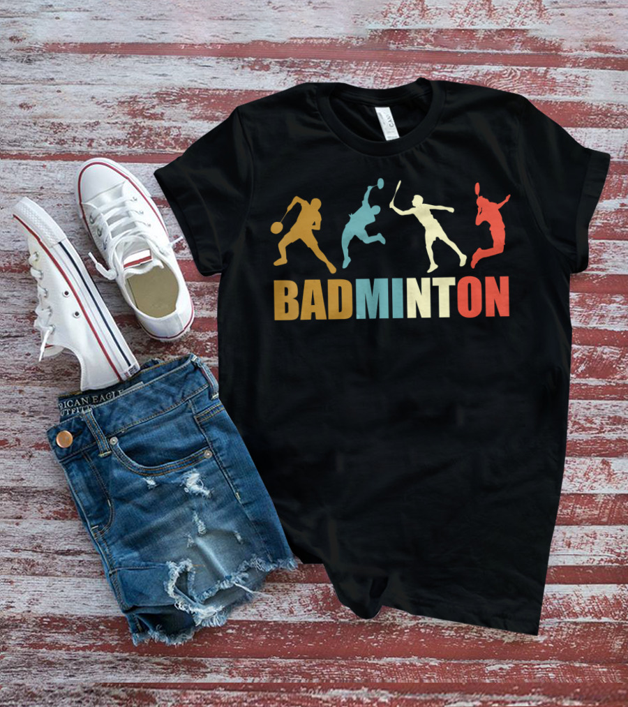 Vintage Style Badminton Mom 70s Badminton Sports T-Shirt