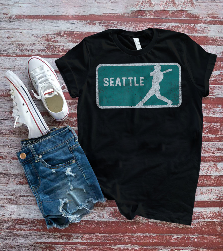 Seattle Vintage Baseball Player Silhouette SEA T-Shirt