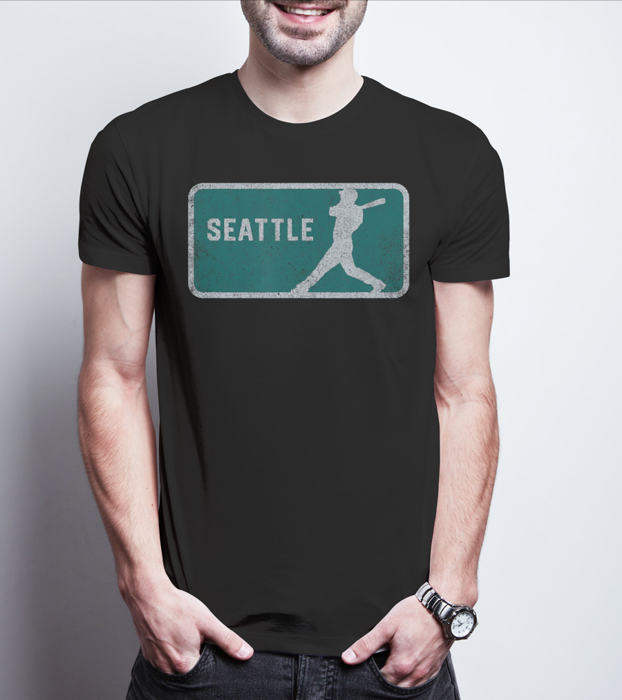Seattle Vintage Baseball Player Silhouette SEA T-Shirt