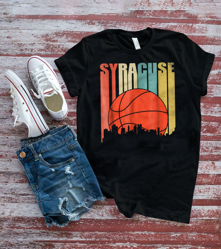 Syracuse New York Vintage City Skyline Basketball T-Shirt