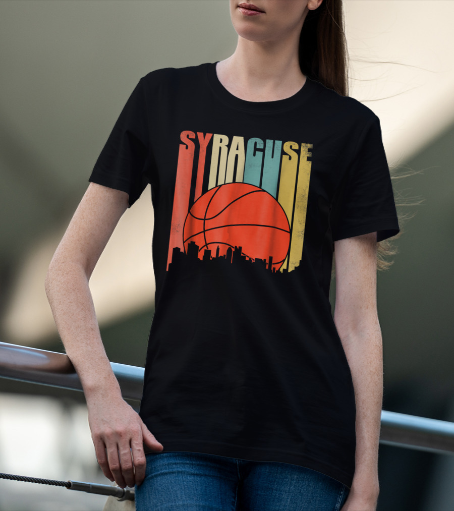Syracuse New York Vintage City Skyline Basketball T-Shirt