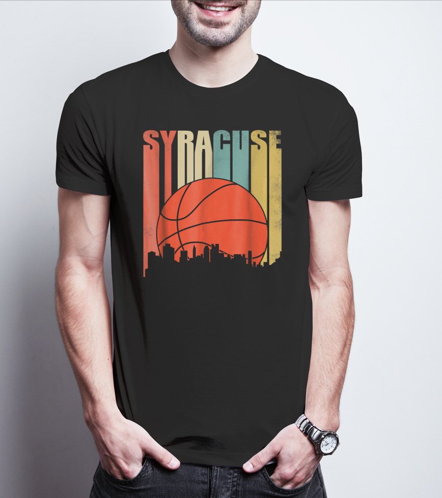 Syracuse New York Vintage City Skyline Basketball T-Shirt
