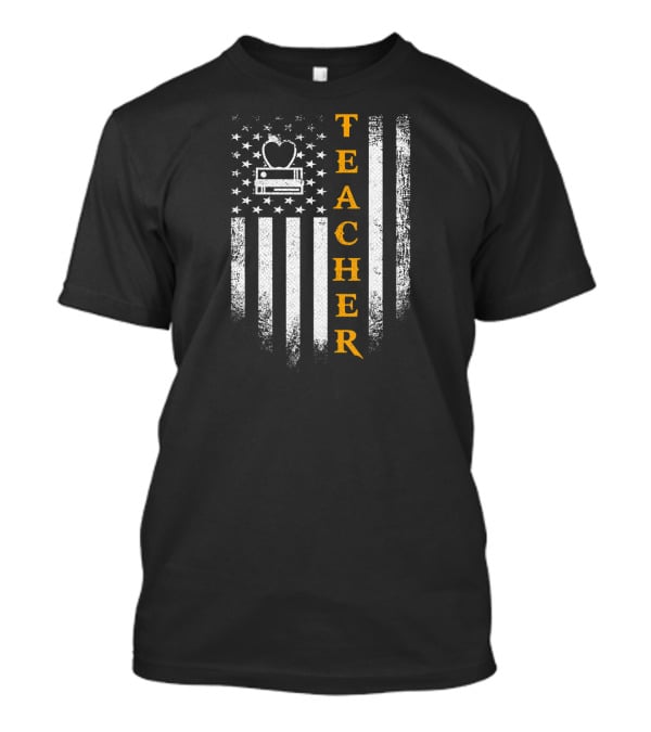 Vintage American Flag Teacher Chalkboard Icon USA Patriot T-Shirt