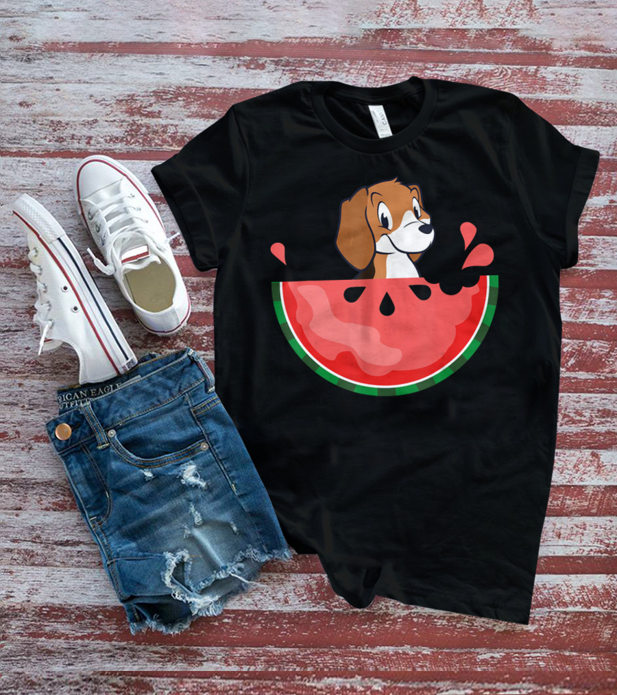 Watermelon With Beagle Summer Vacation Fun T-Shirt
