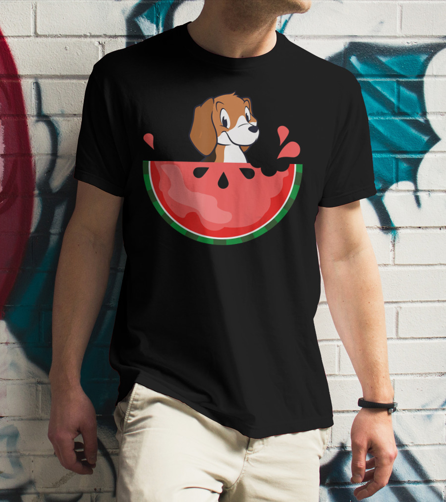 Watermelon With Beagle Summer Vacation Fun T-Shirt