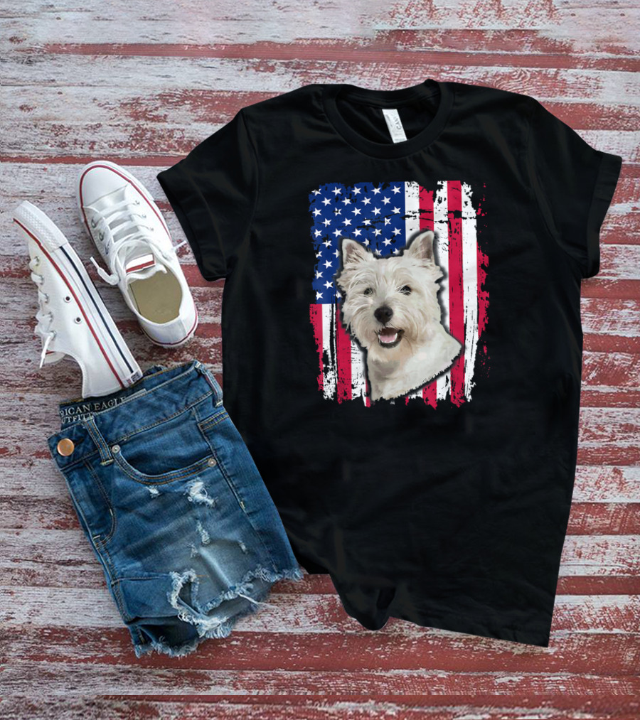 Westie USA Flag Independence Day T-Shirt