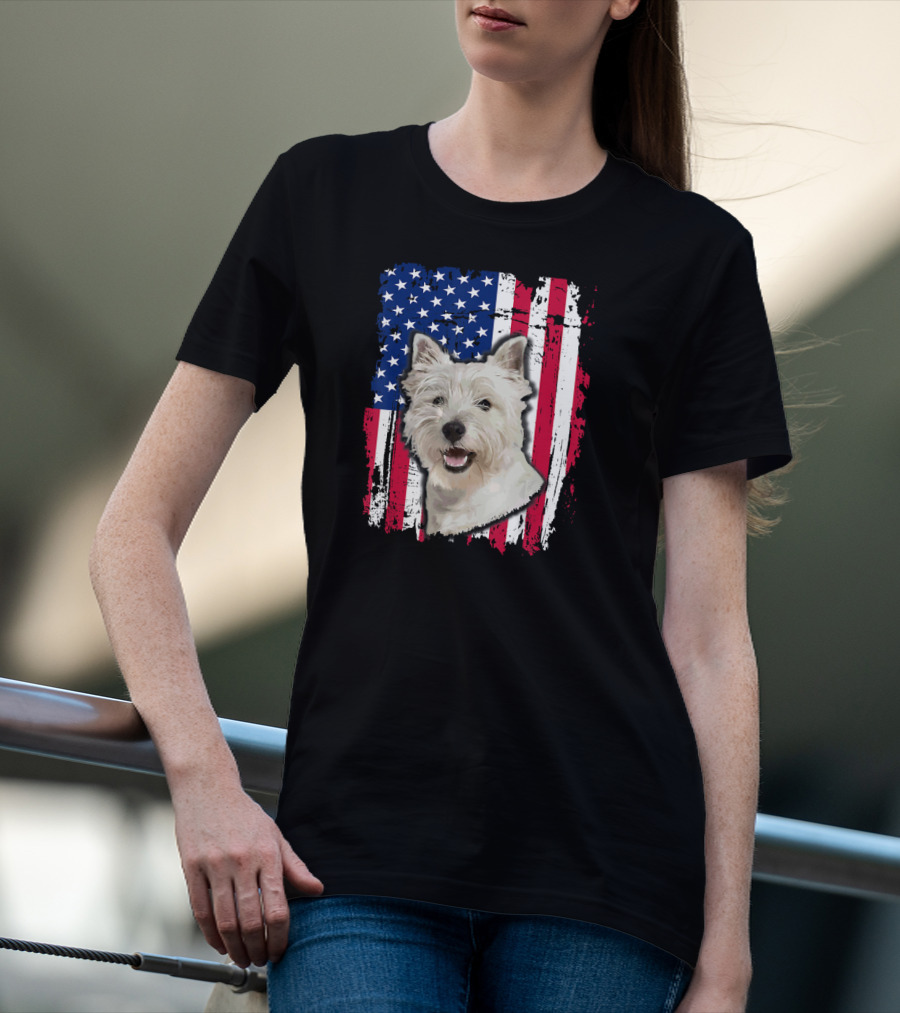 Westie USA Flag Independence Day T-Shirt