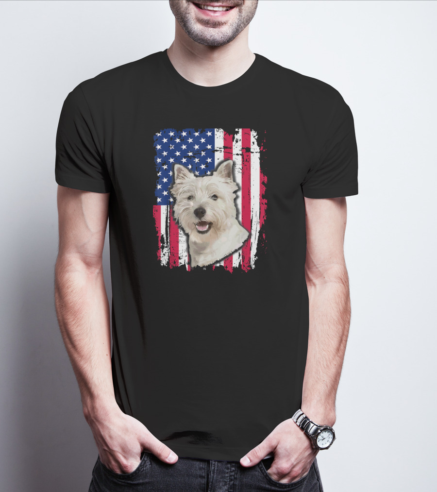 Westie USA Flag Independence Day T-Shirt