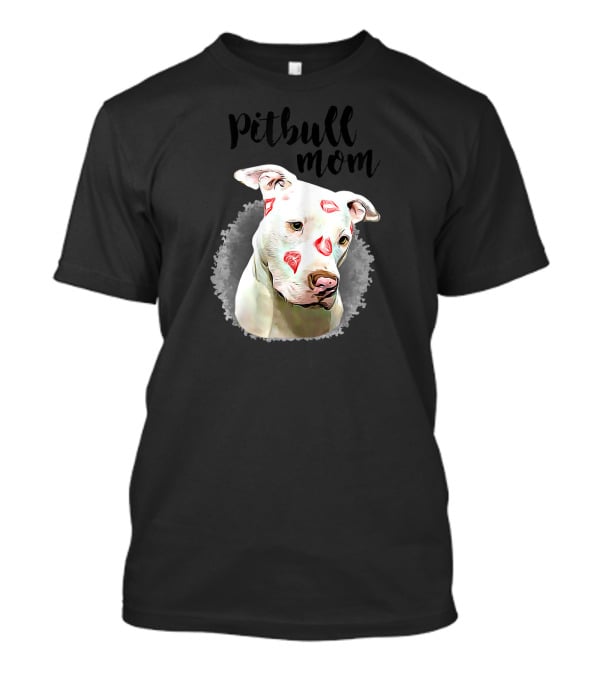 Pitbull Mom With Cute Lipstick Kiss Marks T-Shirt