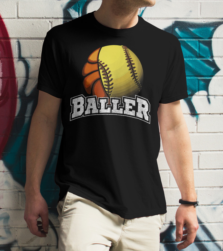 Baller Funny Girls Softball Basketball Combo T-Shirt