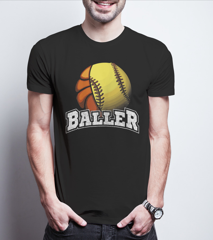 Baller Funny Girls Softball Basketball Combo T-Shirt