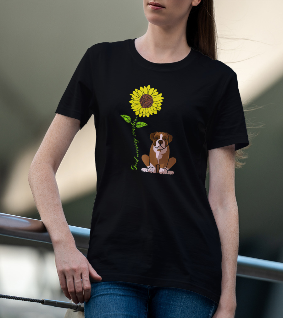 Good Morning Sunshine Boxer Dog With Sunflower T-Shirt