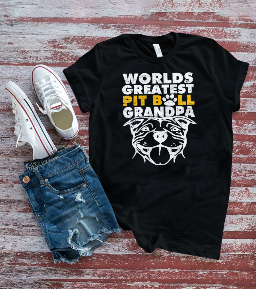 Worlds Greatest Pit Bull Grandpa Dog Love T-Shirt