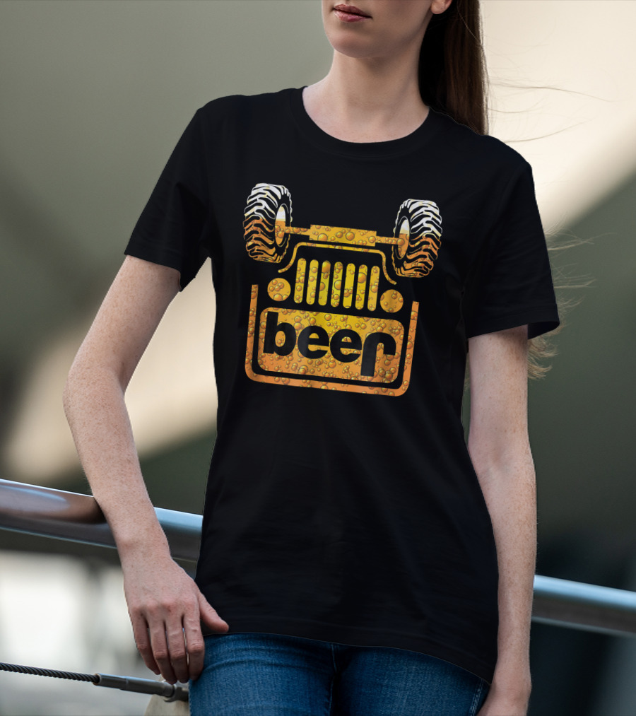 Wrecked Jeep Beer Bubbles And Tires T-Shirt