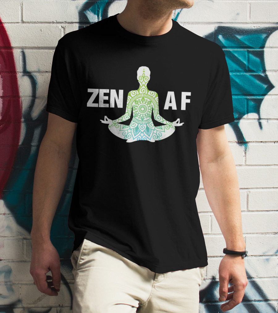 Zen AF Yoga Namaste Mandala Hippi Sitting Pose T-Shirt