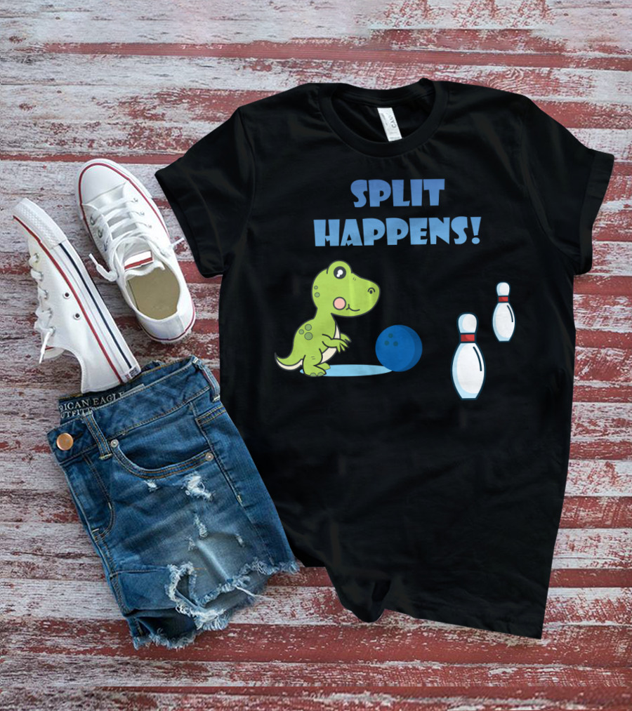 Split Happens Dino T-Rex Bowlingpin Fun T-Shirt