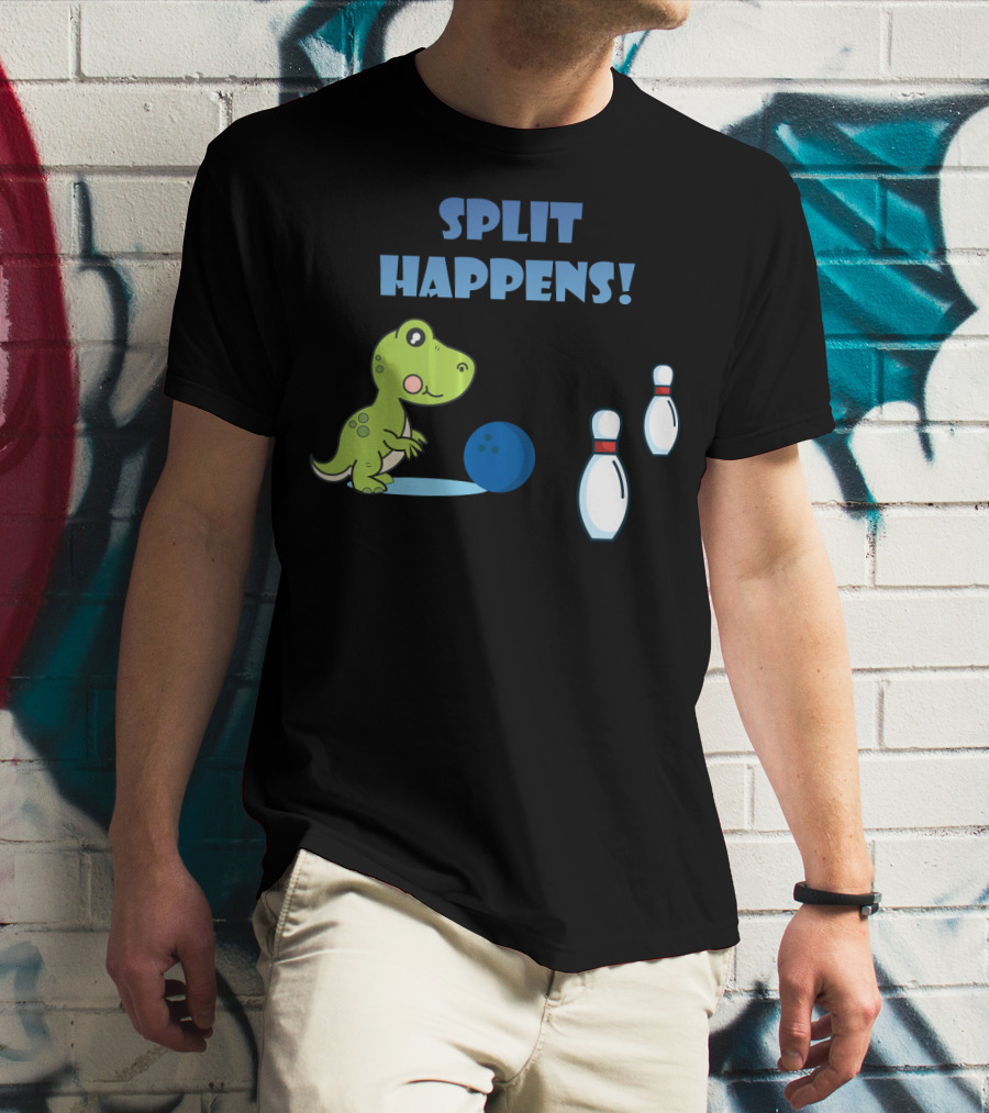 Split Happens Dino T-Rex Bowlingpin Fun T-Shirt