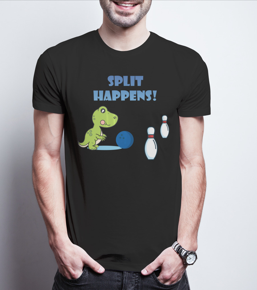 Split Happens Dino T-Rex Bowlingpin Fun T-Shirt