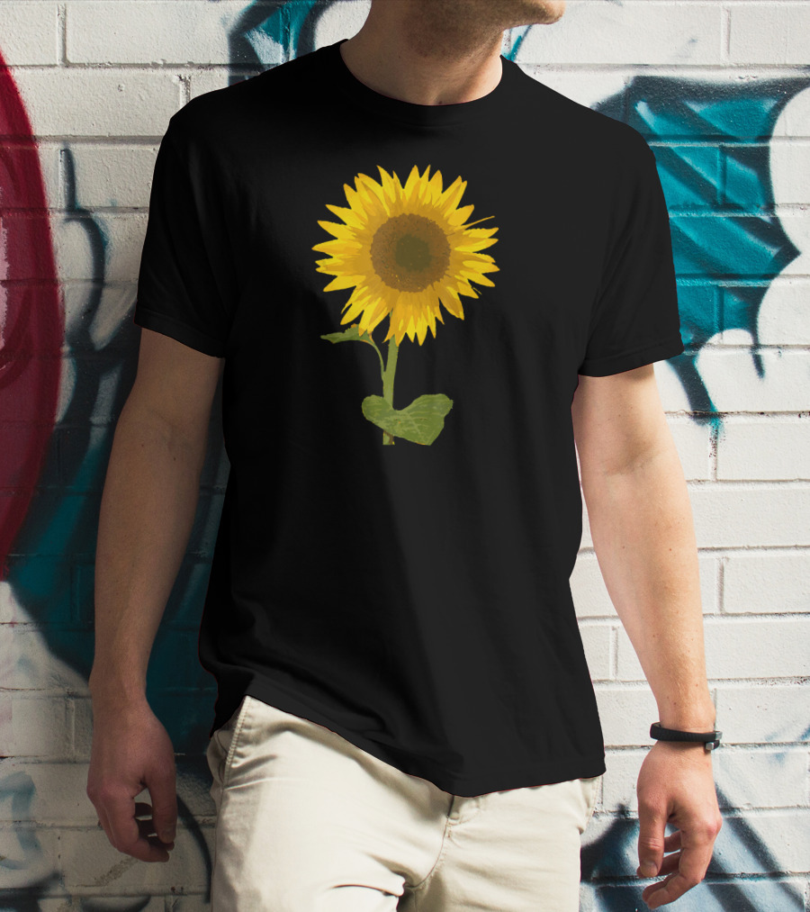 Sunflower Black Background Image T-Shirt