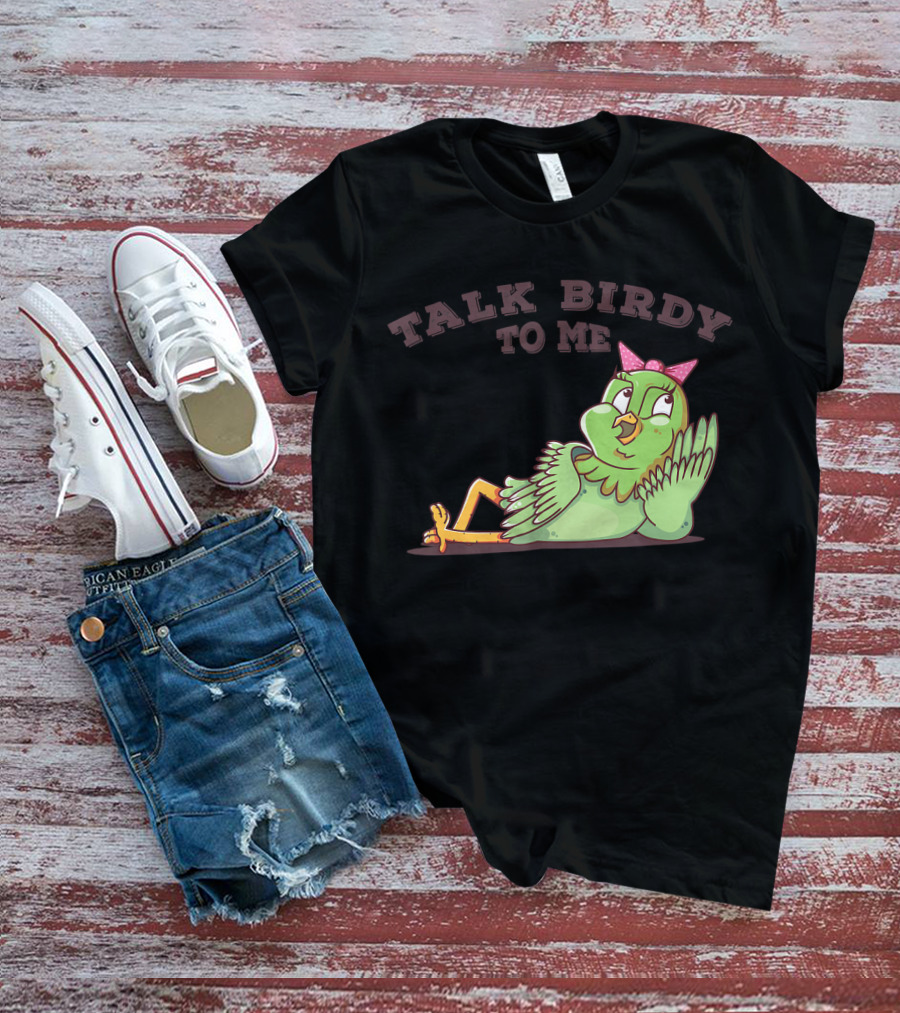 Talk Birdy To Me Funny Parrot Bird Relaxing With Bow T-Shirt