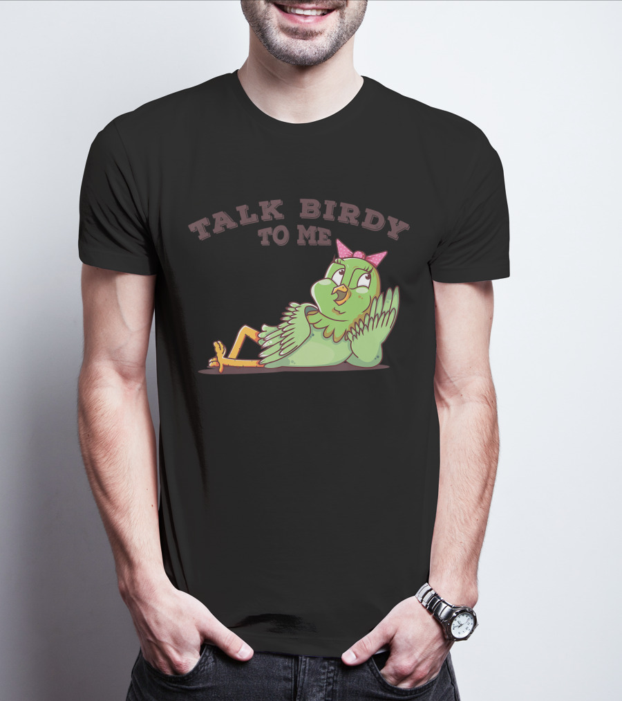 Talk Birdy To Me Funny Parrot Bird Relaxing With Bow T-Shirt
