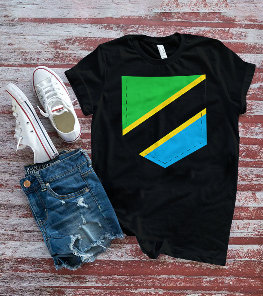 Tanzania Flag With Printed Tanzani Pocket T-Shirt