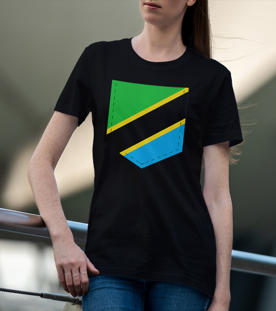 Tanzania Flag With Printed Tanzani Pocket T-Shirt