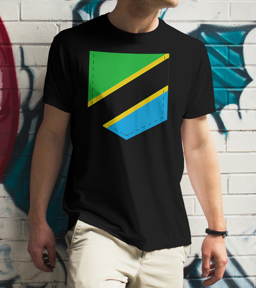 Tanzania Flag With Printed Tanzani Pocket T-Shirt