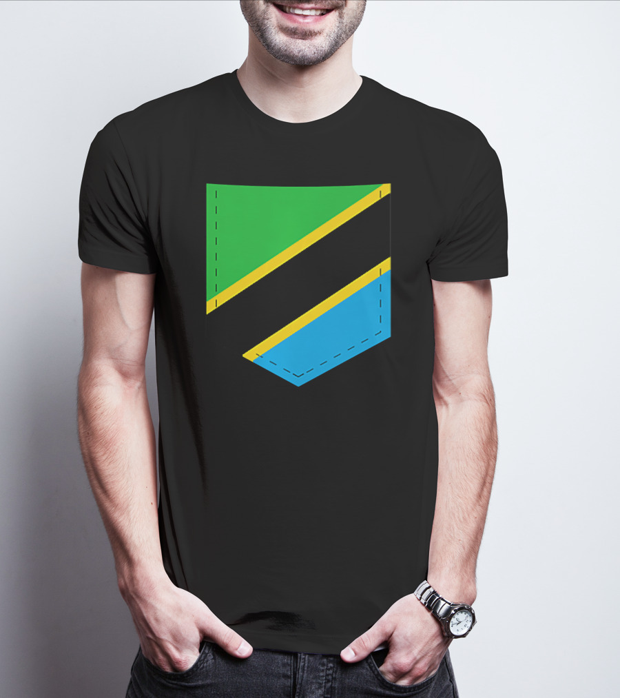 Tanzania Flag With Printed Tanzani Pocket T-Shirt