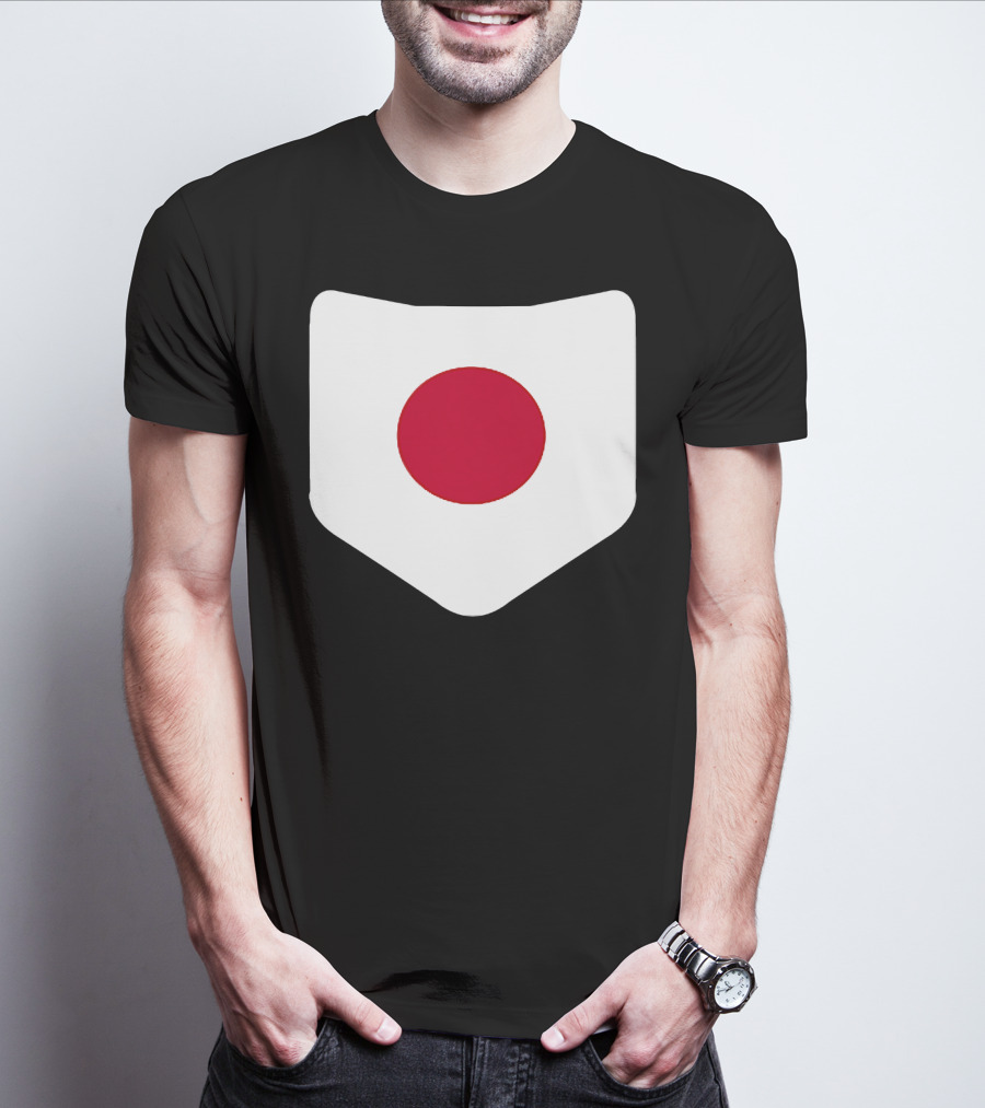 Japan Symbol Emblem With Printed Japanese Flag T-Shirt
