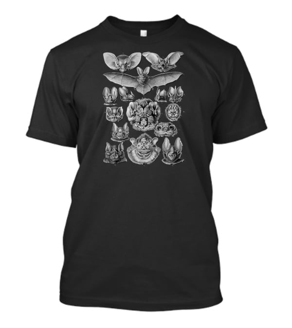 Bats Scientific Illustration Drawing Biology Detailed Species Study T-Shirt