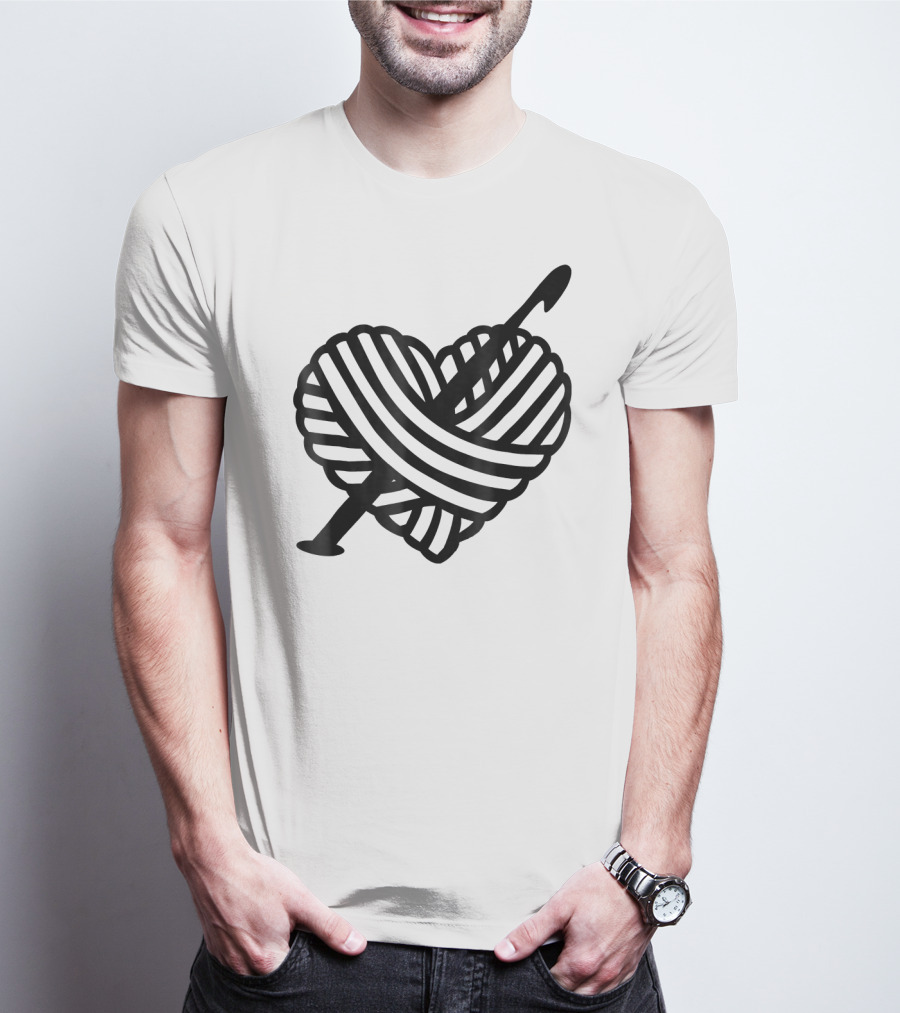 I Love Crochet Yarn Heart With Crochet Hook T-Shirt
