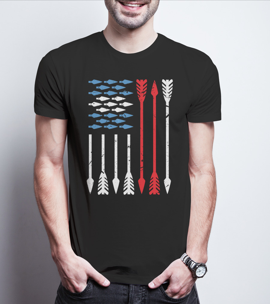 American Flag Arrow Archery Vintage Distressed Stars And Stripes Arrows T-Shirt