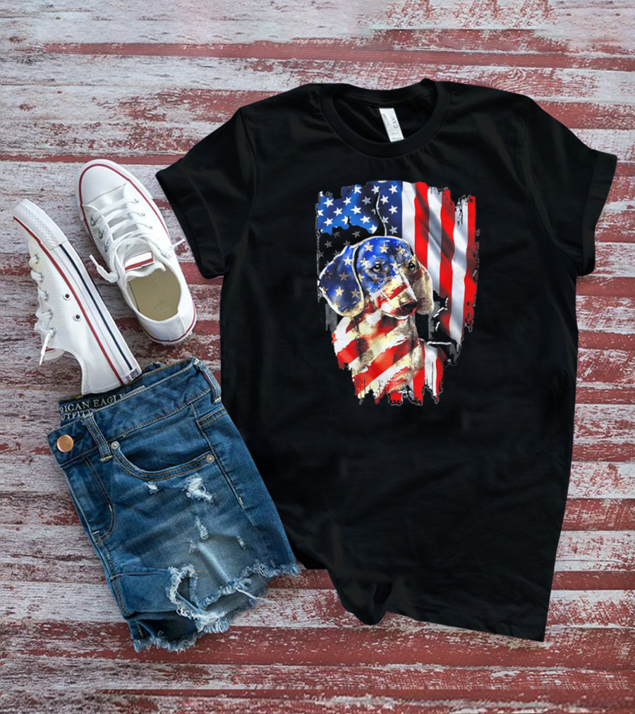 American Flag Dachshund USA T-Shirt