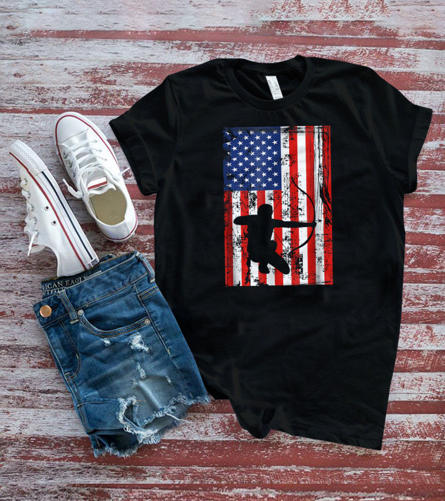 American Flag Archery Bow Archer T-Shirt