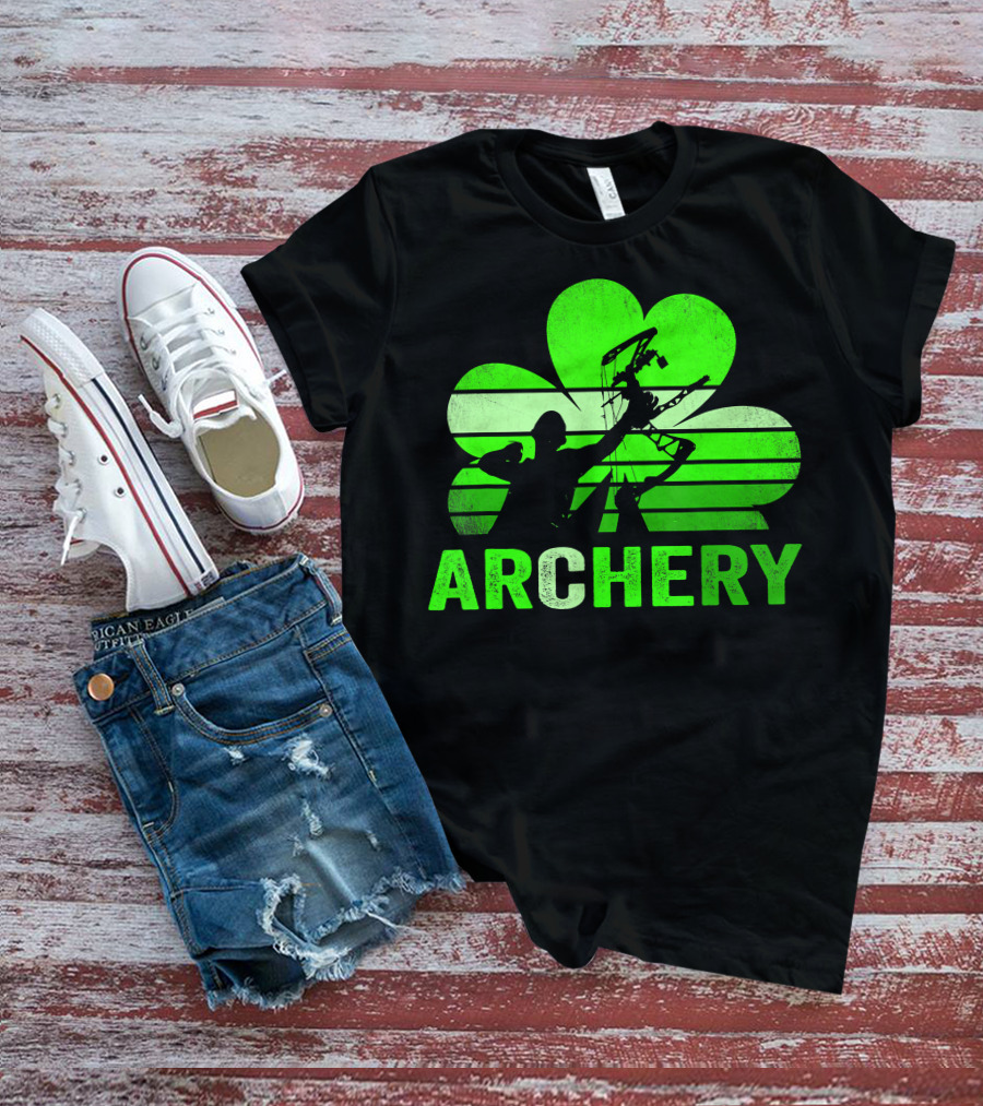 Archery Shamrock St Patrick's Day Bow And Arrow T-Shirt