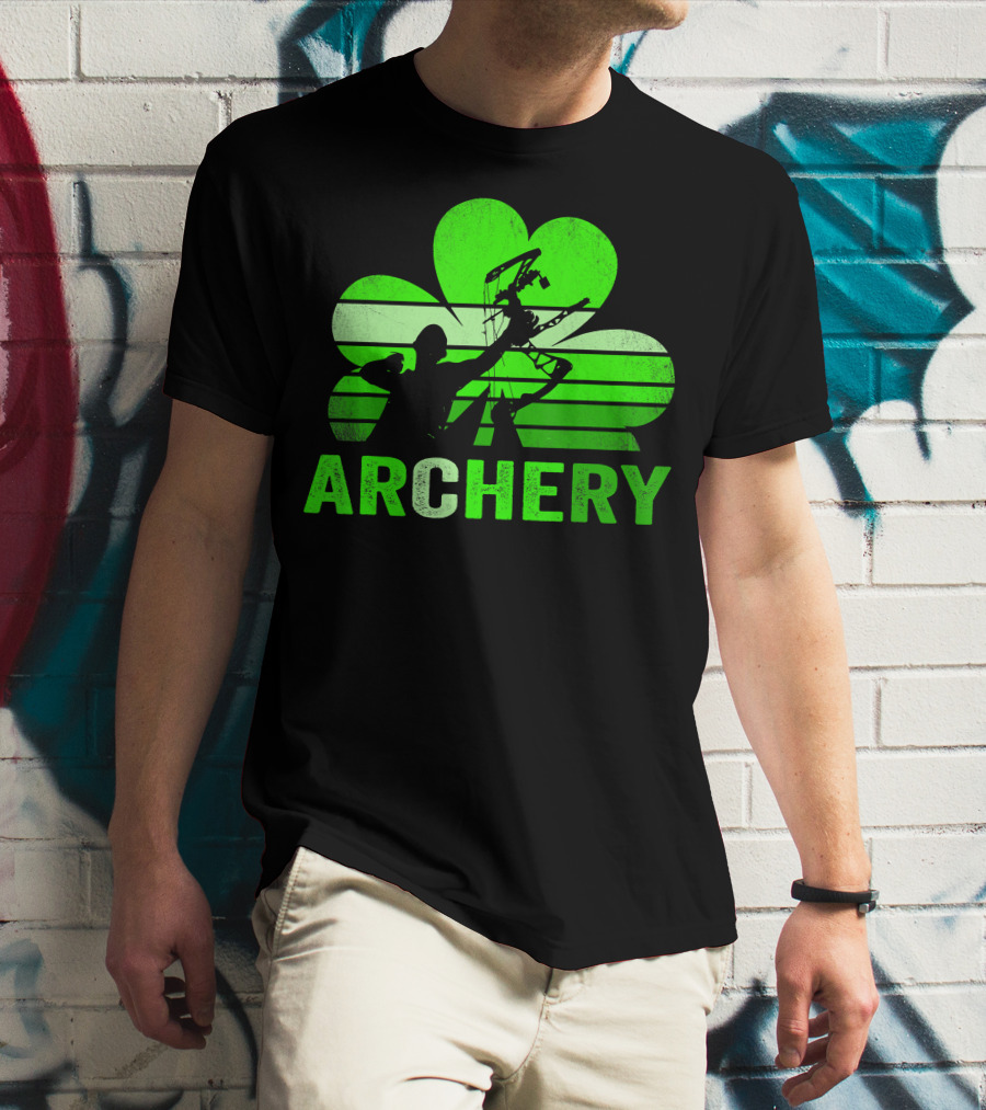 Archery Shamrock St Patrick's Day Bow And Arrow T-Shirt