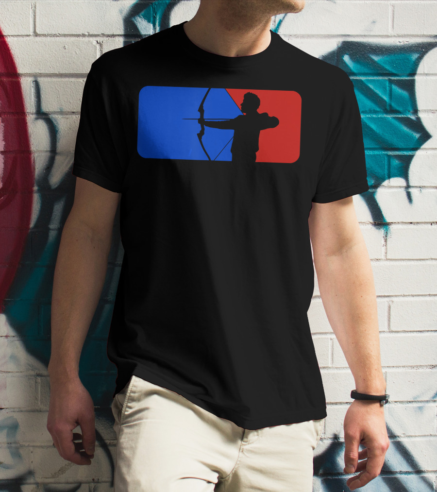 Archery Fans Lovers Bow Arrow Silhouette Red Blue T-Shirt
