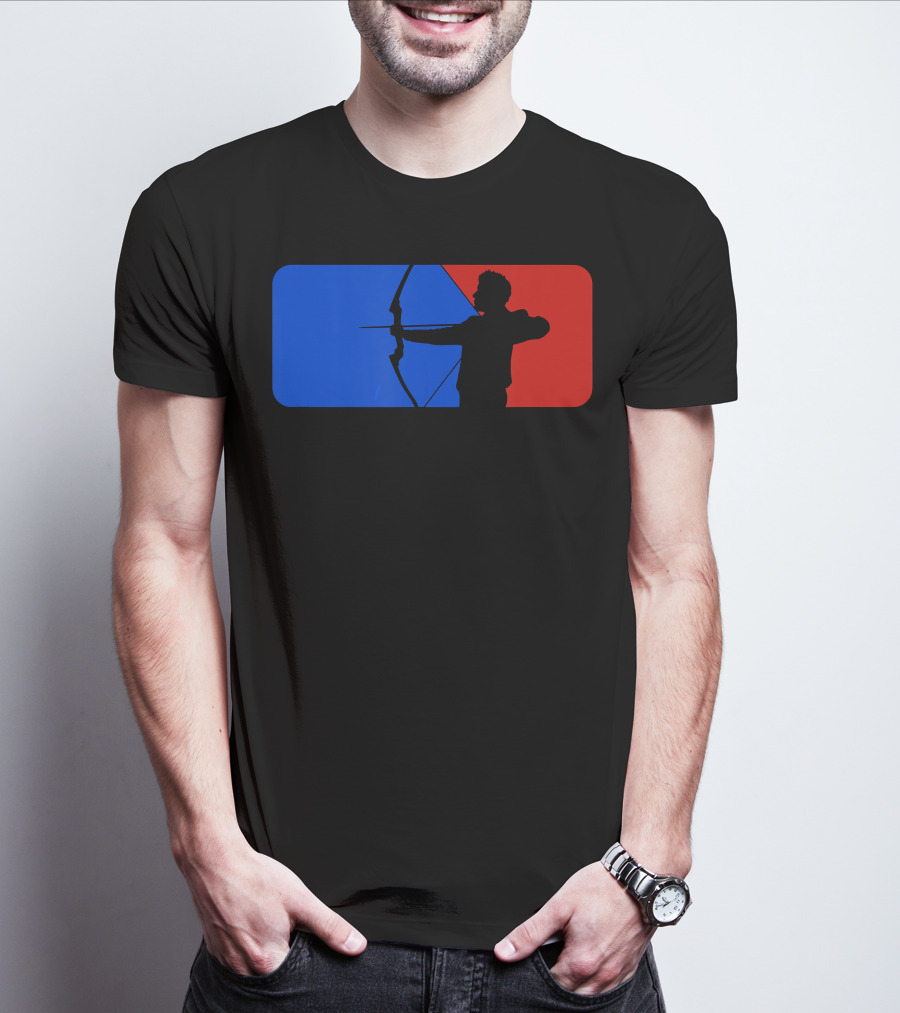 Archery Fans Lovers Bow Arrow Silhouette Red Blue T-Shirt