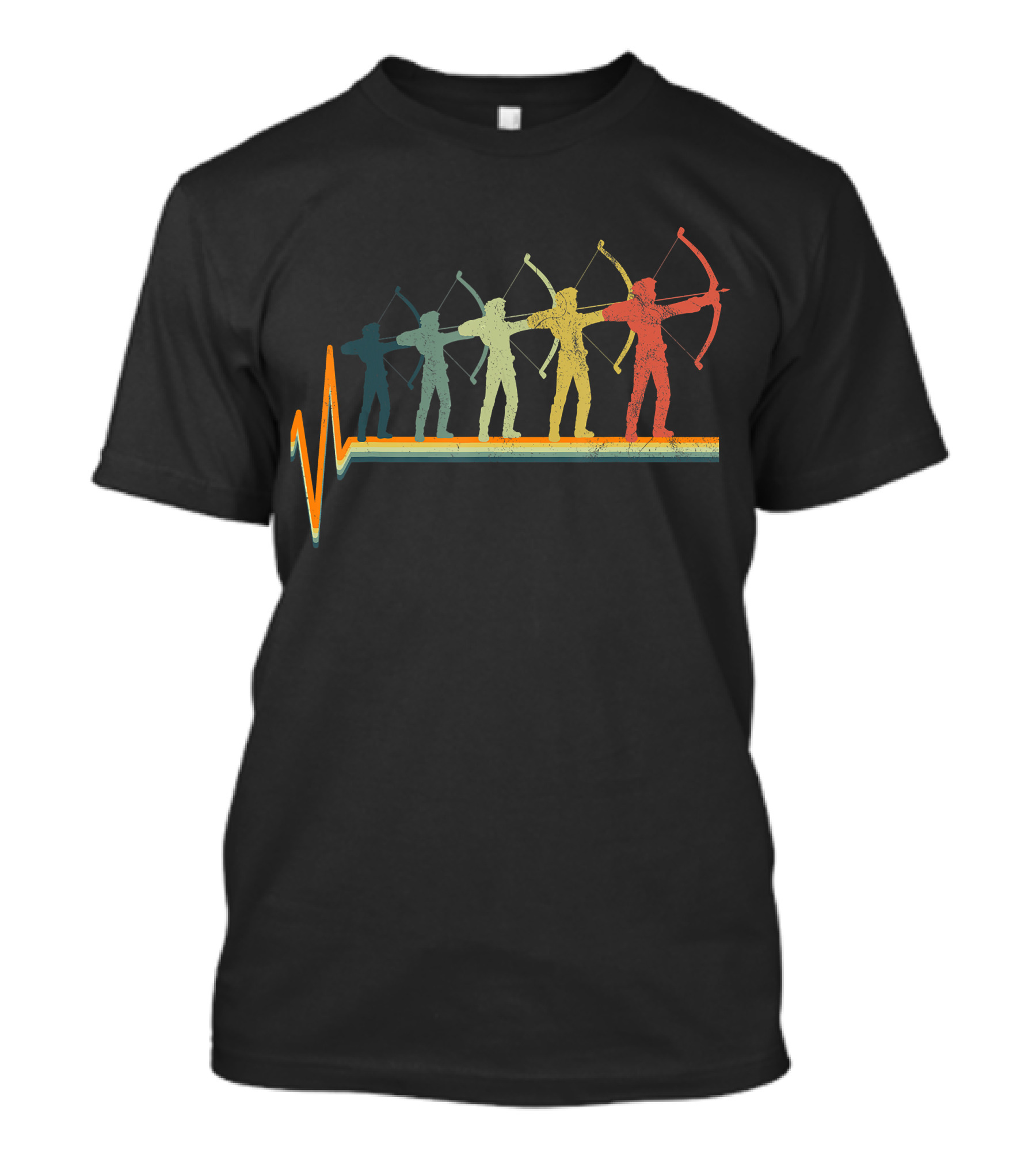 Archery Bow Hunting Silhouette Evolution Heartbeat T-Shirt