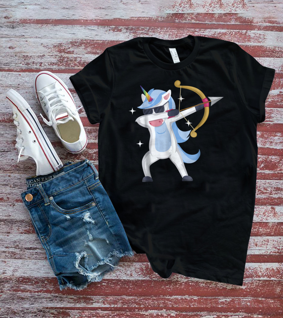 Unicorn Dabbing Archery Magic Arrow Bow T-Shirt