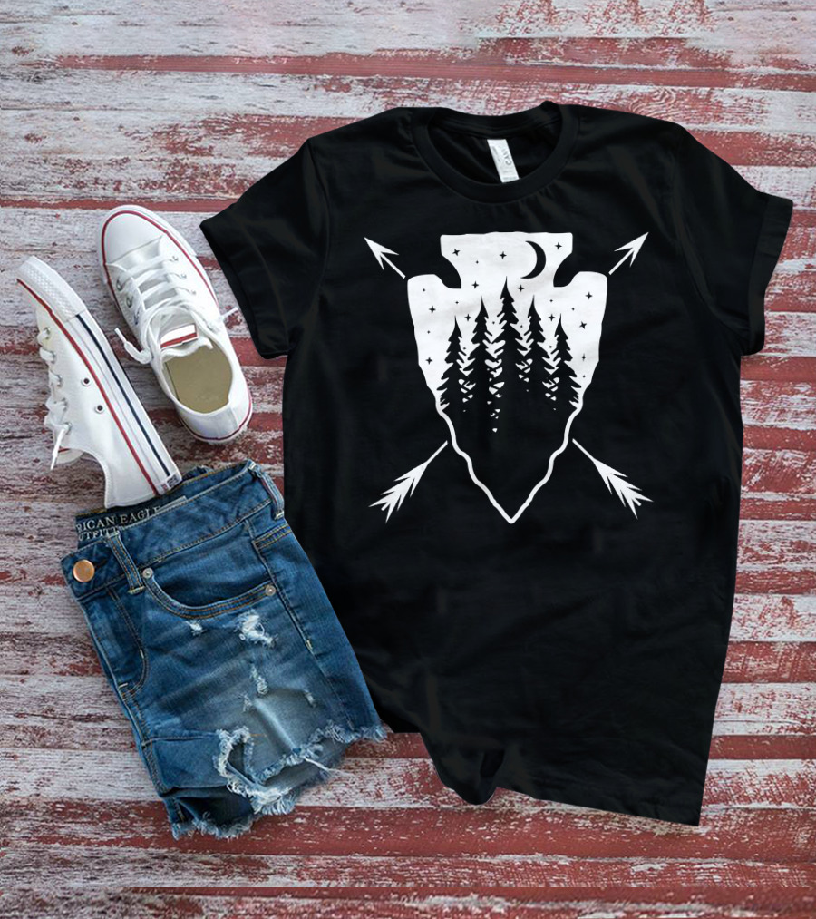 Arrowhead Pine Forest Under Moonlit Starry Sky T-Shirt