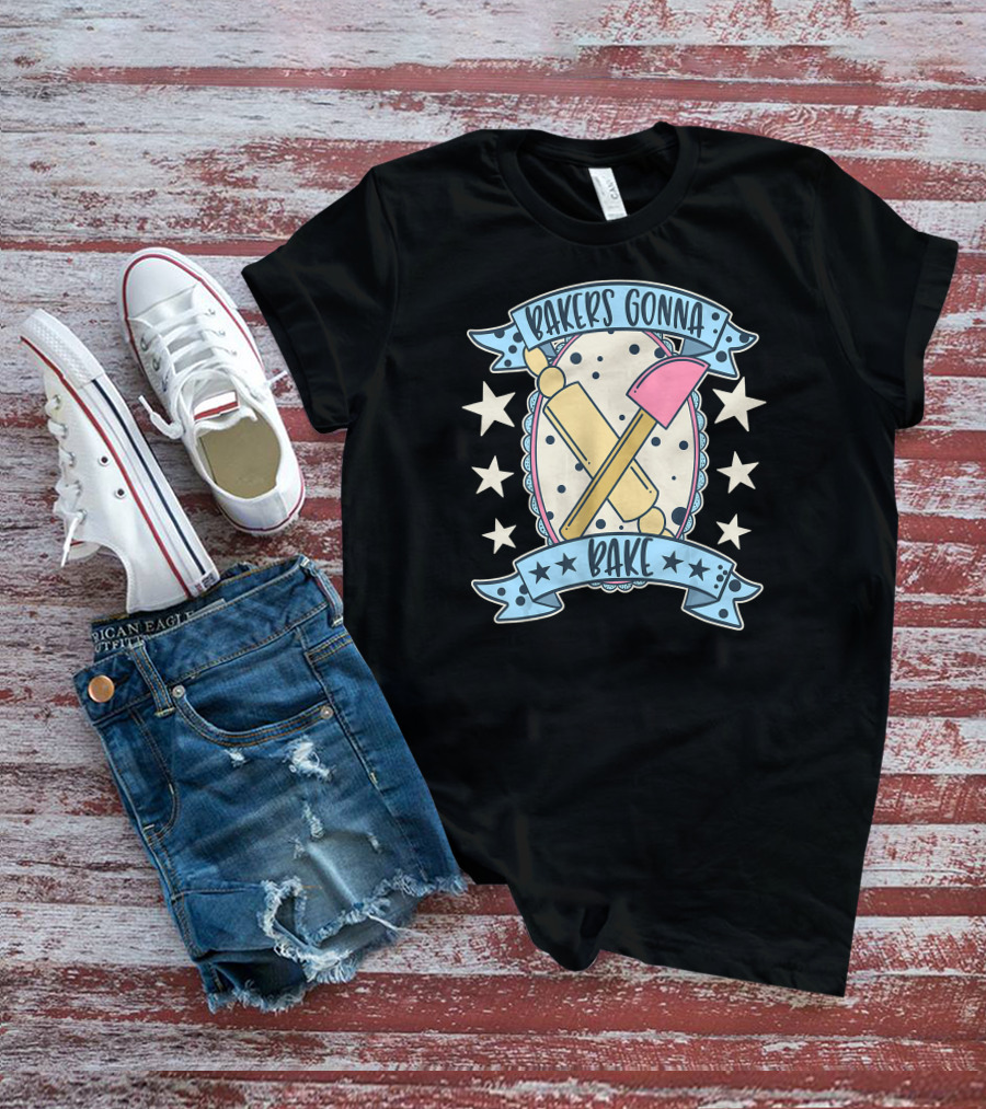 Bakers Gonna Bake Cute Vintage Rolling Pin And Spatula Star T-Shirt