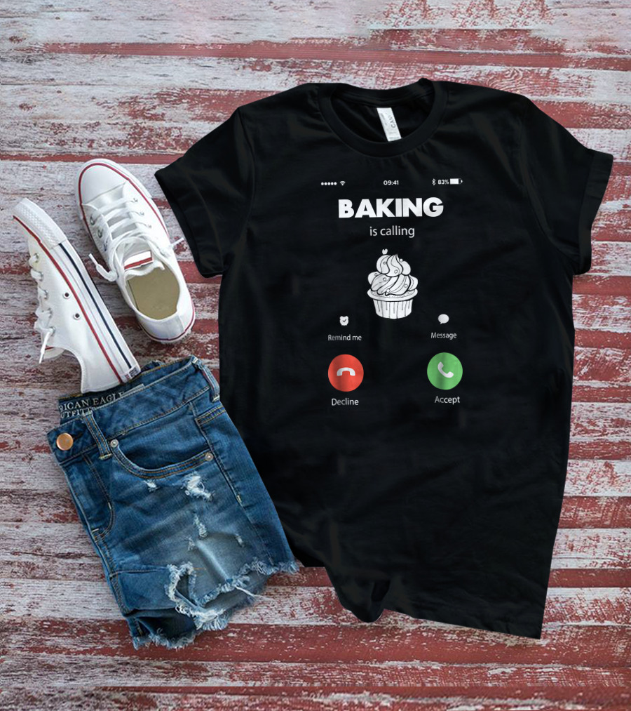 Baking Is Calling Cupcake Phone Interface T-Shirt
