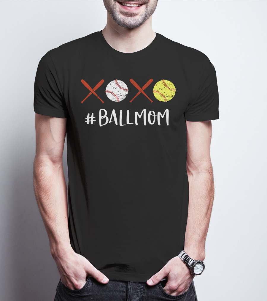 Ball Mom Baseball Softball XOXO T-Shirt