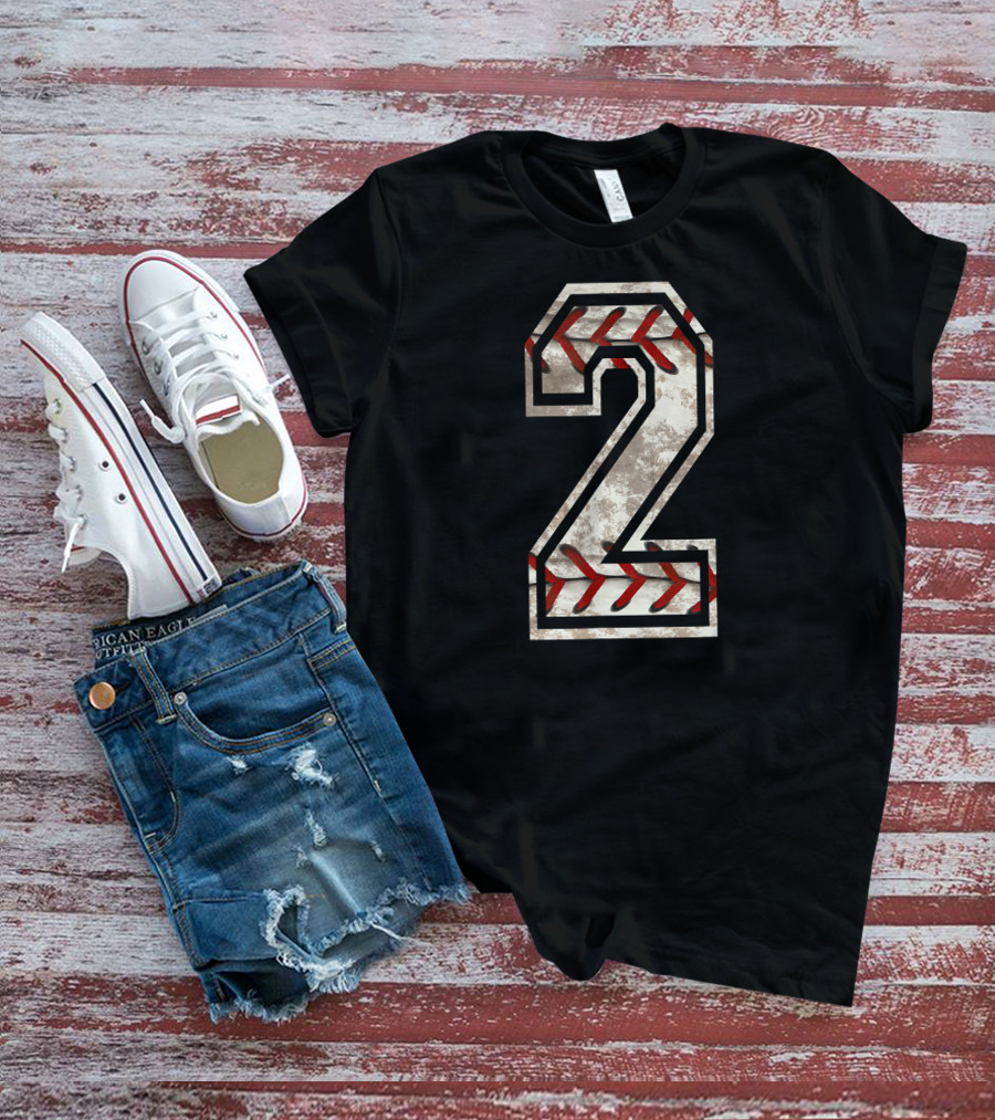 Baseball Number 2 With Stitching T-Shirt