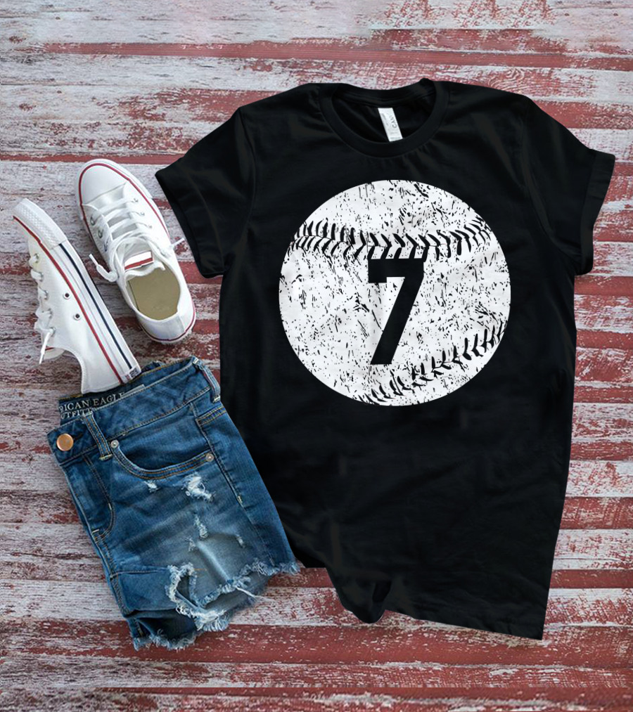 Number 7 Baseball Stitching T-Shirt